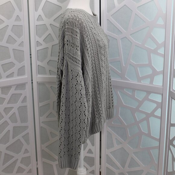 Easel Long Sleeve Boxy Pullover Knitted Sweater Grayish Green Medium - Picture 3 of 12